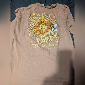 Simply Southern Tan Long Sleeve Tee with Sunflower Graphic